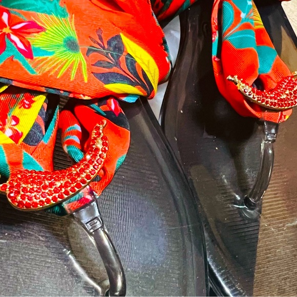 I.N.C. International Concepts MALANAF MULTI BLOOM SCRAF TIE UP SANDALS - Picture 8 of 9